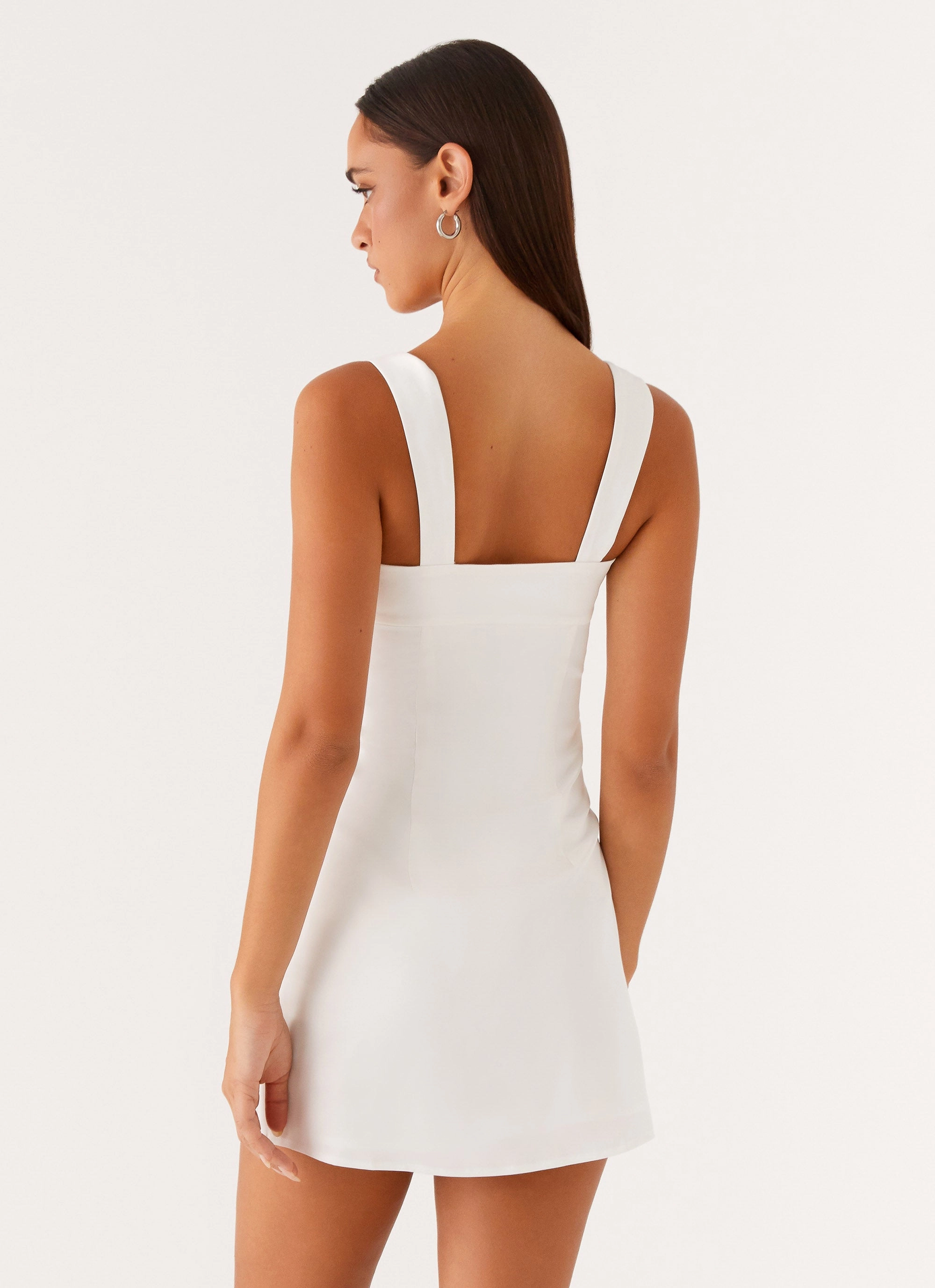 Comfortable Fashion Color Glow Odette Satin Mini Dress - White