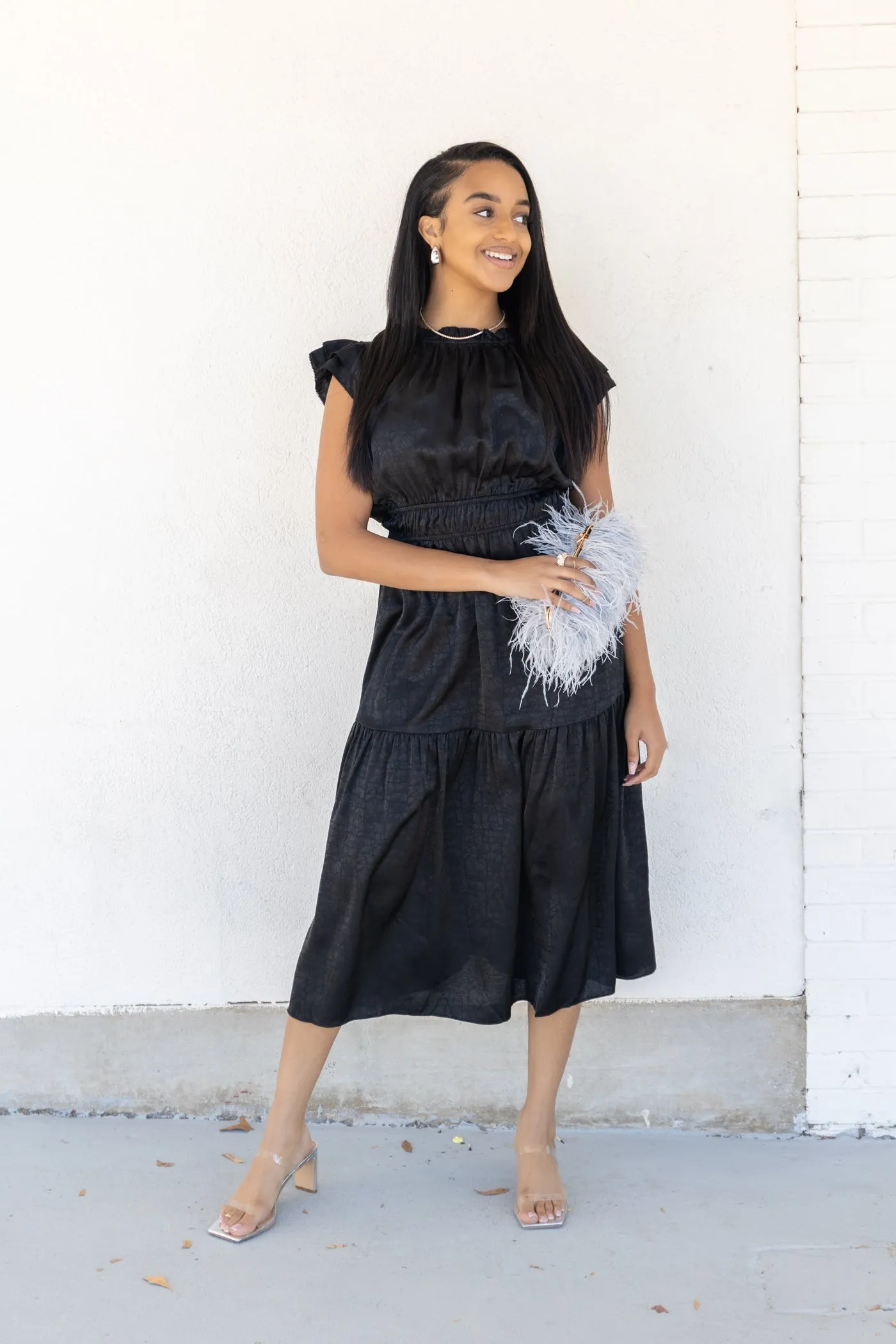 DAHLIA BLACK DRESS Fresh Flow Layered Form