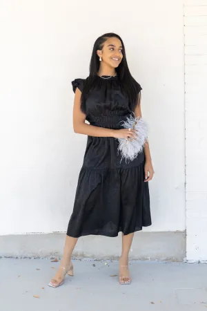 DAHLIA BLACK DRESS Fine Stitch DAHLIA BLACK DRESS Fresh Flow Layered Form