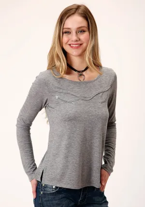 Daily Style Roper Womens Heather Grey Poly/Rayon Western Yoke L/S Tunic Roper Womens Heather Grey Poly/Rayon Western Yoke L/S Tunic Pre Shrunk Fabric