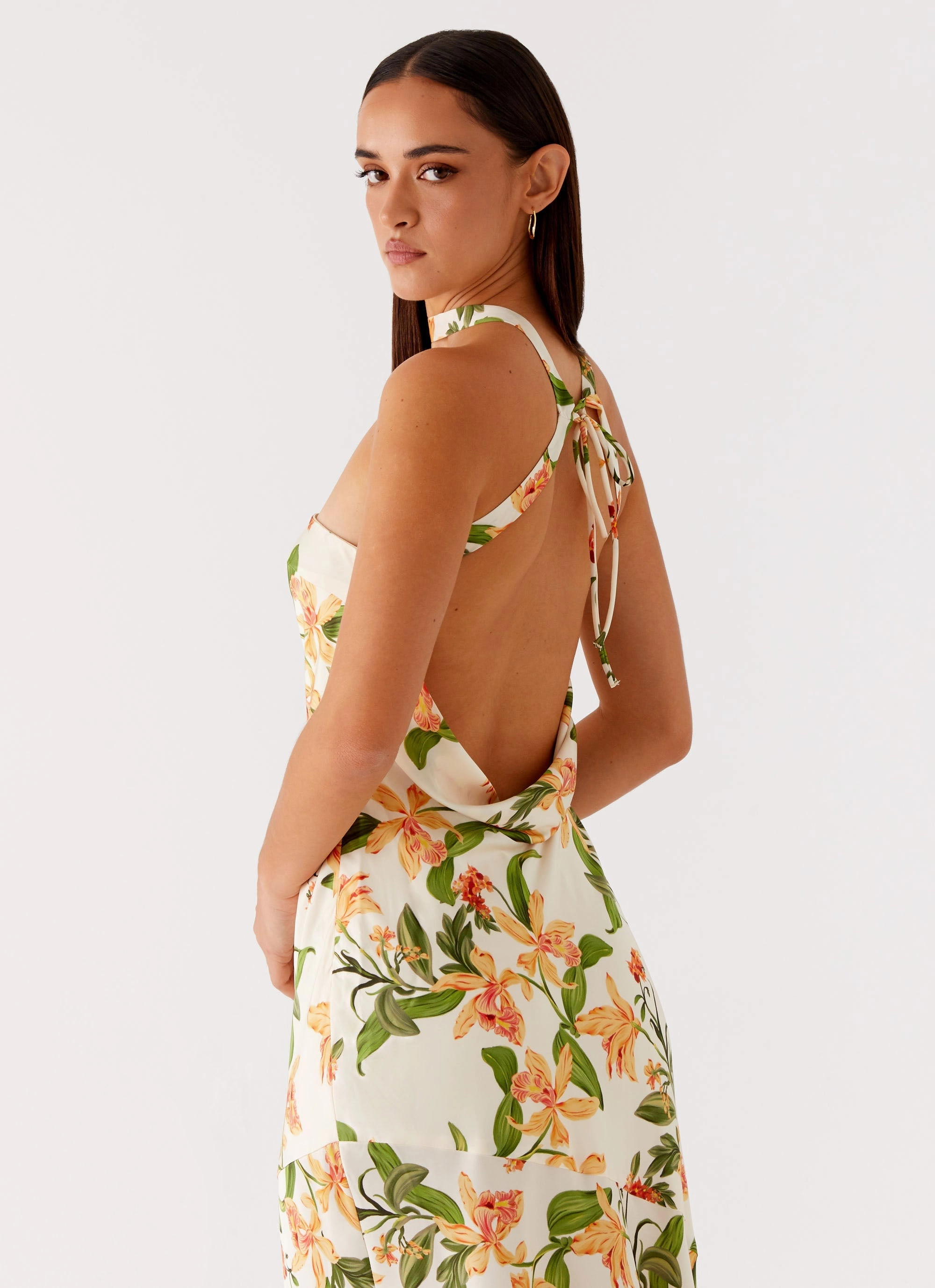 summer look Damali Satin Maxi Dress - Floral Print