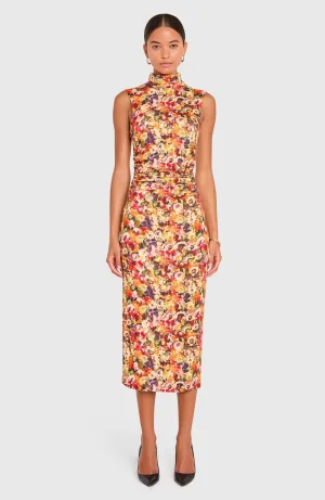Damira Dress in Potpourri Print Teal Shade Damira Dress in Potpourri Print Snag-Resistant Smart Design