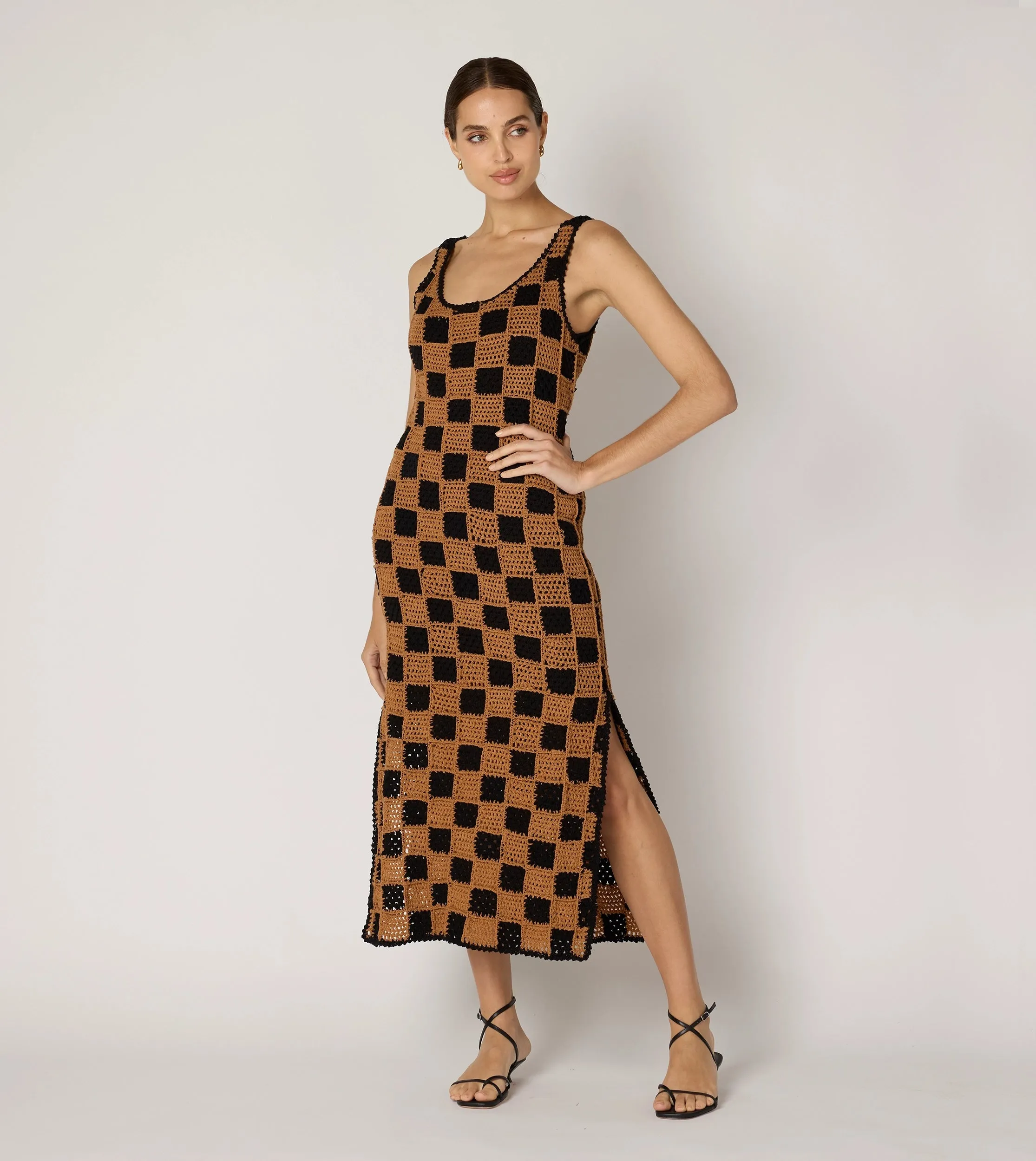 Danika Crochet Dress | Black/Brown Mood Glow Sleek Flow