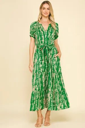 Daphne Printed Midi Dress in Green Versatile Styling Japan Cool Daphne Printed Midi Dress in Green
