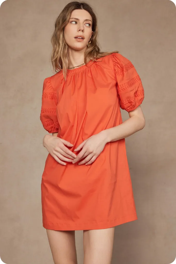 Darcy Puff Sleeve Mini Dress Relaxed Wear Soft Wear