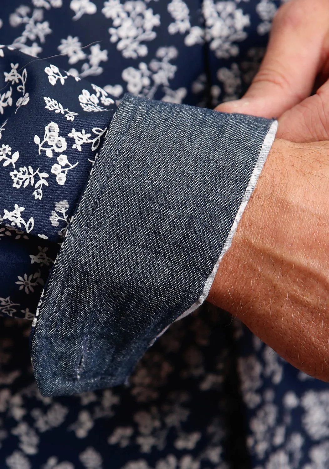 Stetson Mens Blue 100% Cotton Frontier Floral BD L/S 1 Pkt Shirt Tailored Style Comfort Stretch