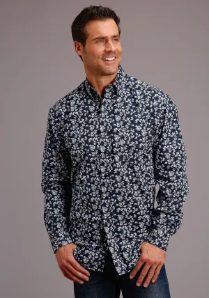 Dark Hue Stetson Mens Blue 100% Cotton Frontier Floral BD L/S 1 Pkt Shirt Stetson Mens Blue 100% Cotton Frontier Floral BD L/S 1 Pkt Shirt Chic Layer