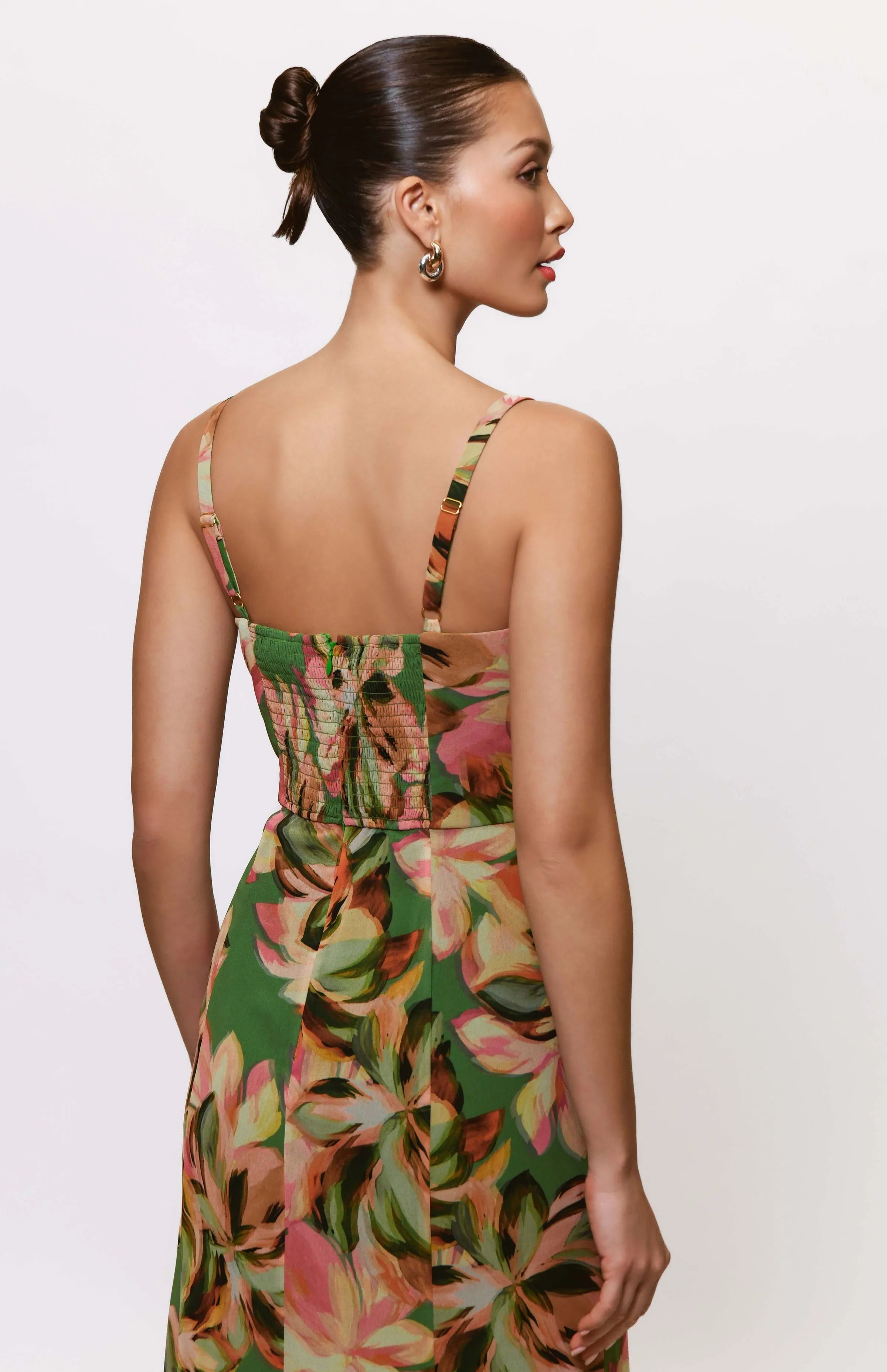 Mikayla Dress in Sage Tropical Jungle Breezy Fit Jewel Tones