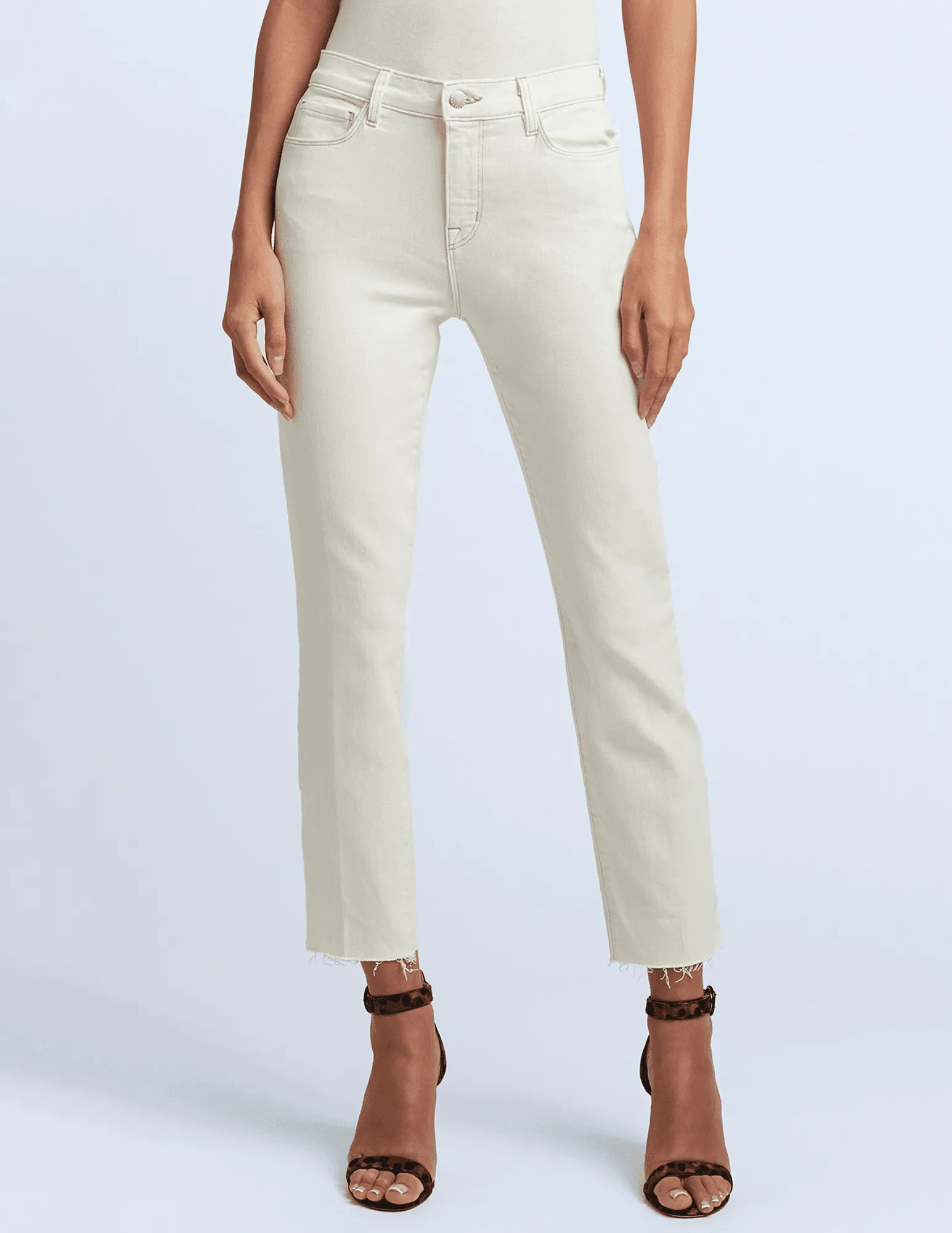 L??AGENCE Sada High Rise Cropped Slim Jeans in Macadamia Chill Vibe