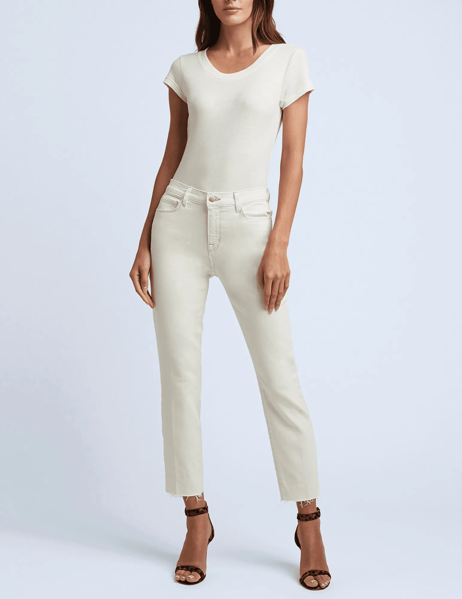 L??AGENCE Sada High Rise Cropped Slim Jeans in Macadamia Fit Layer Day To Day
