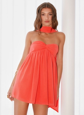 Day-to-Day Style Saturn Mini Dress - Coral Saturn Mini Dress - Coral Dainty Finish