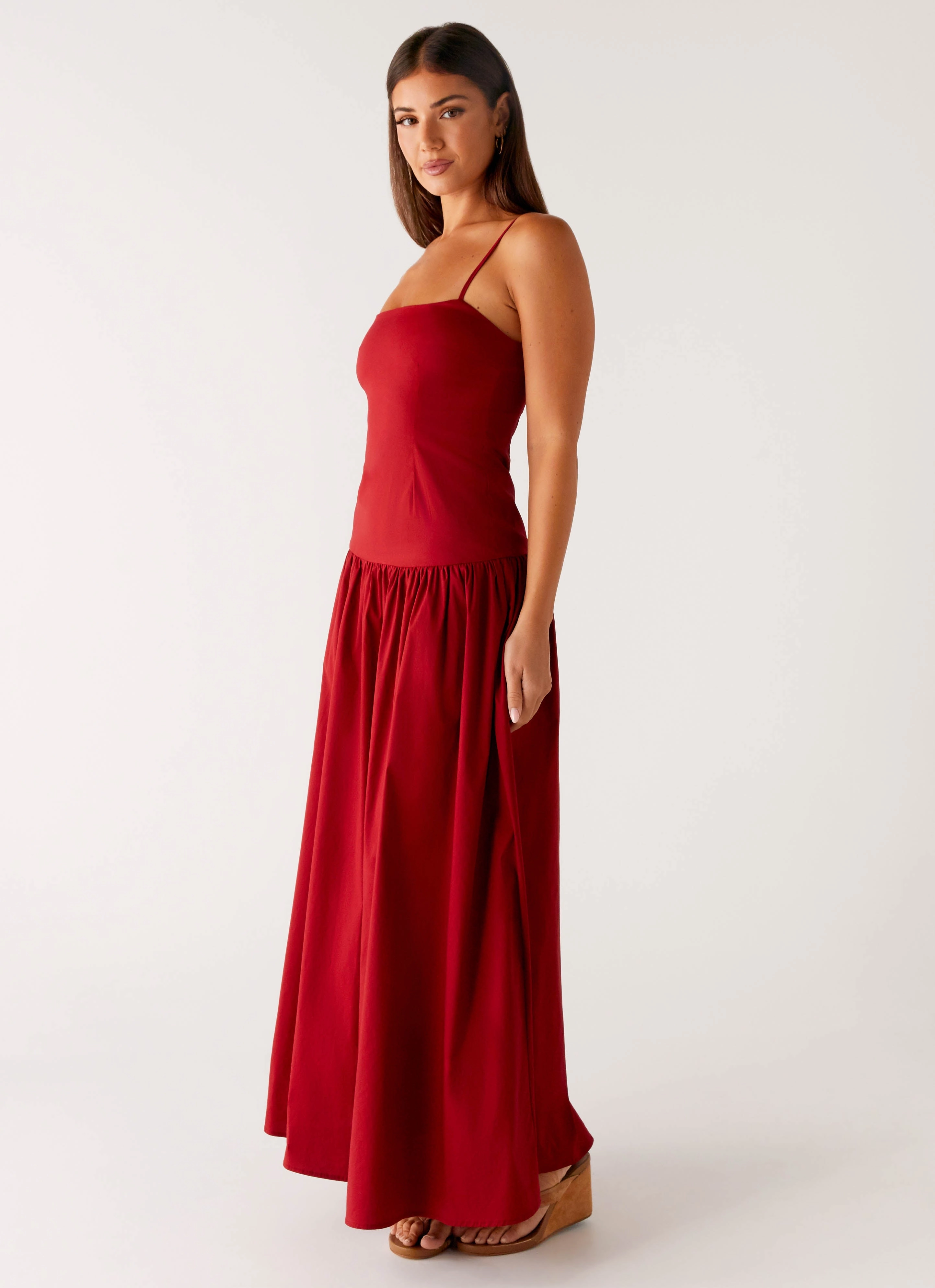 Boho Mood Vince Cami Maxi Dress - Deep Red