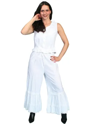 Daywear Ready Scully RangeWear Womens White 100% Cotton Ruffle Crochet Lace Pants Bloomers Versatile Winter Warmth Traveler Gear Nature Lover Night Out Scully RangeWear Womens White 100% Cotton Ruffle Crochet Lace Pants Bloomers