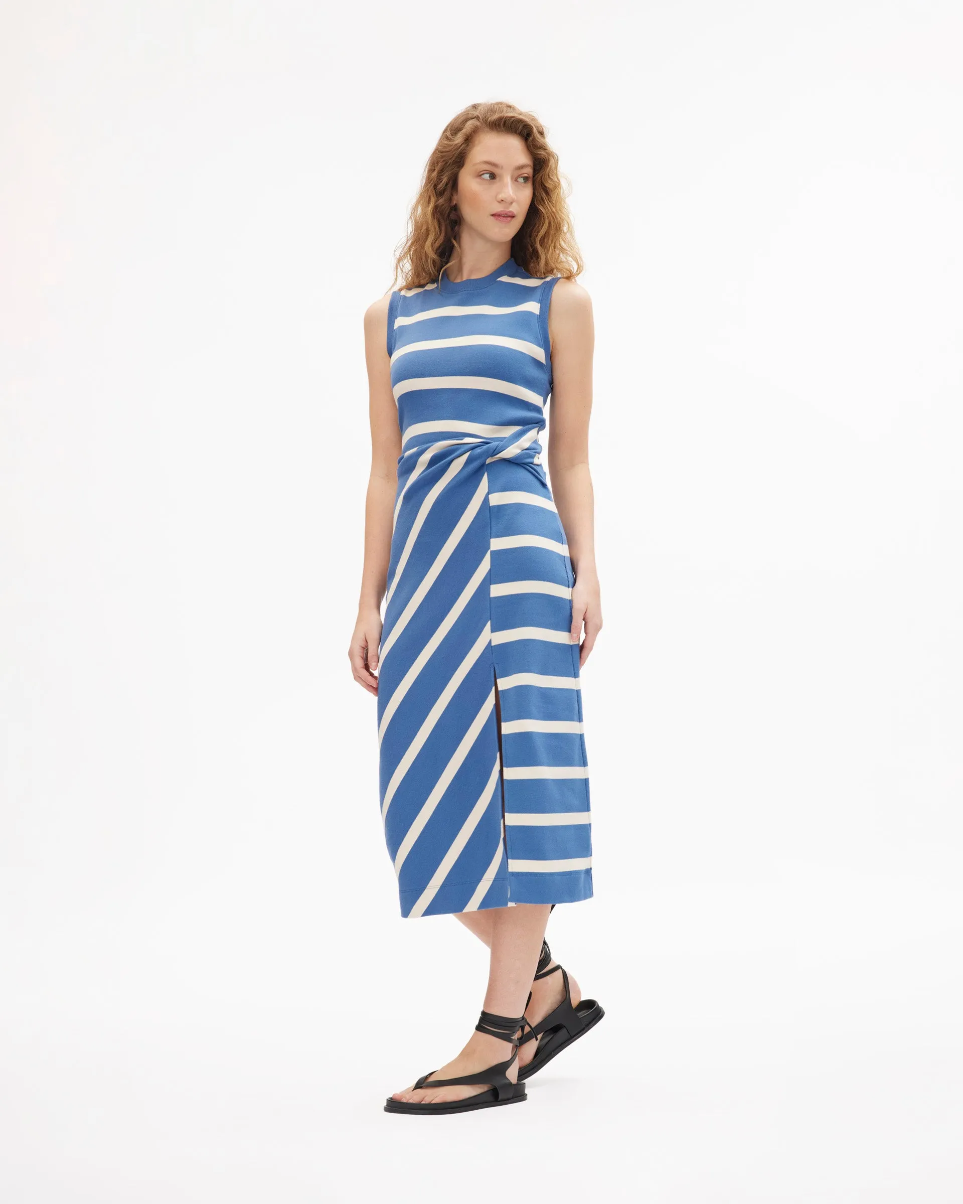 Sleeveless Striped Cody Dress Lower Hem