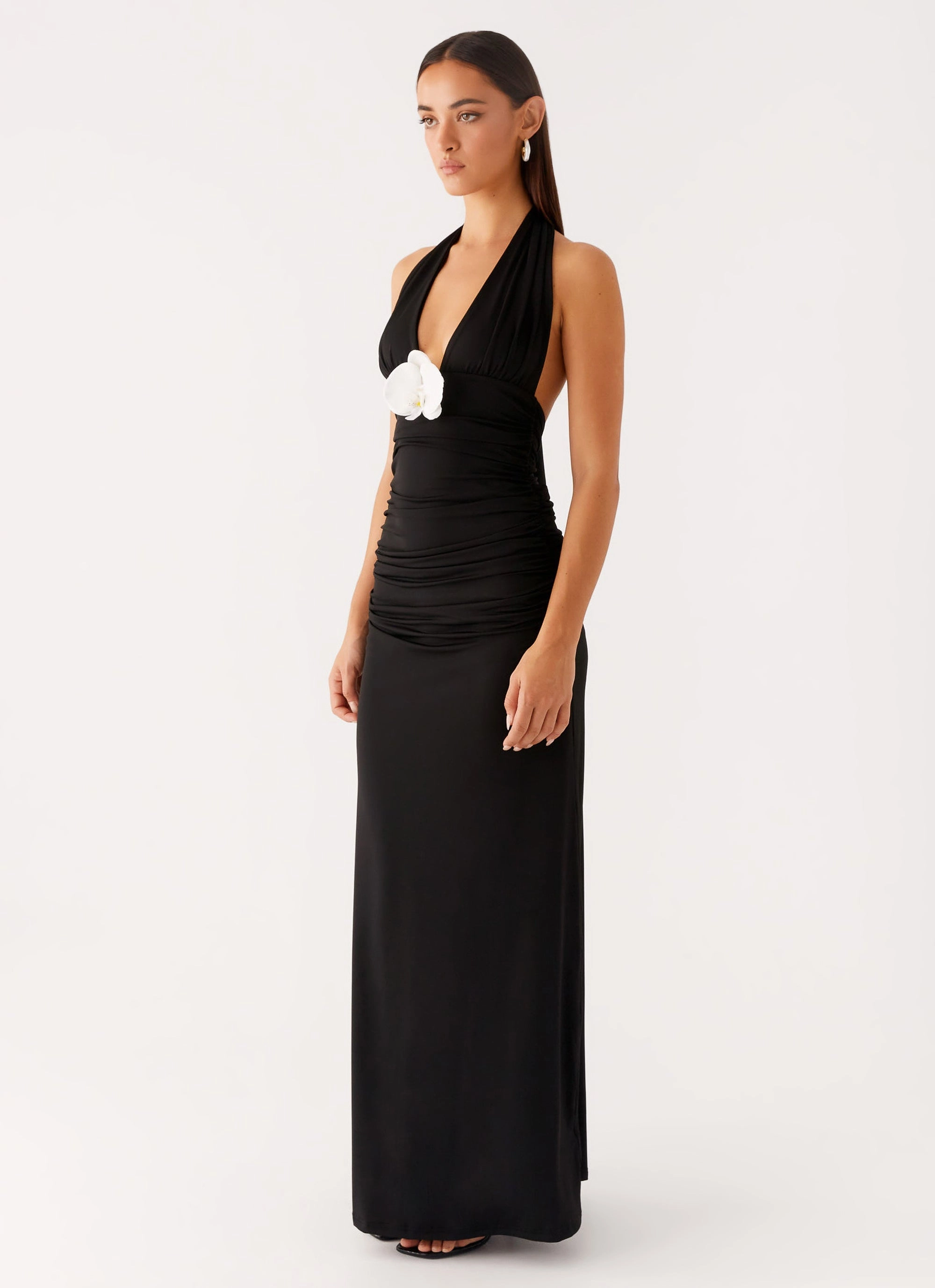 Adalie Halter Neck Midi Dress - Black Chic Tone