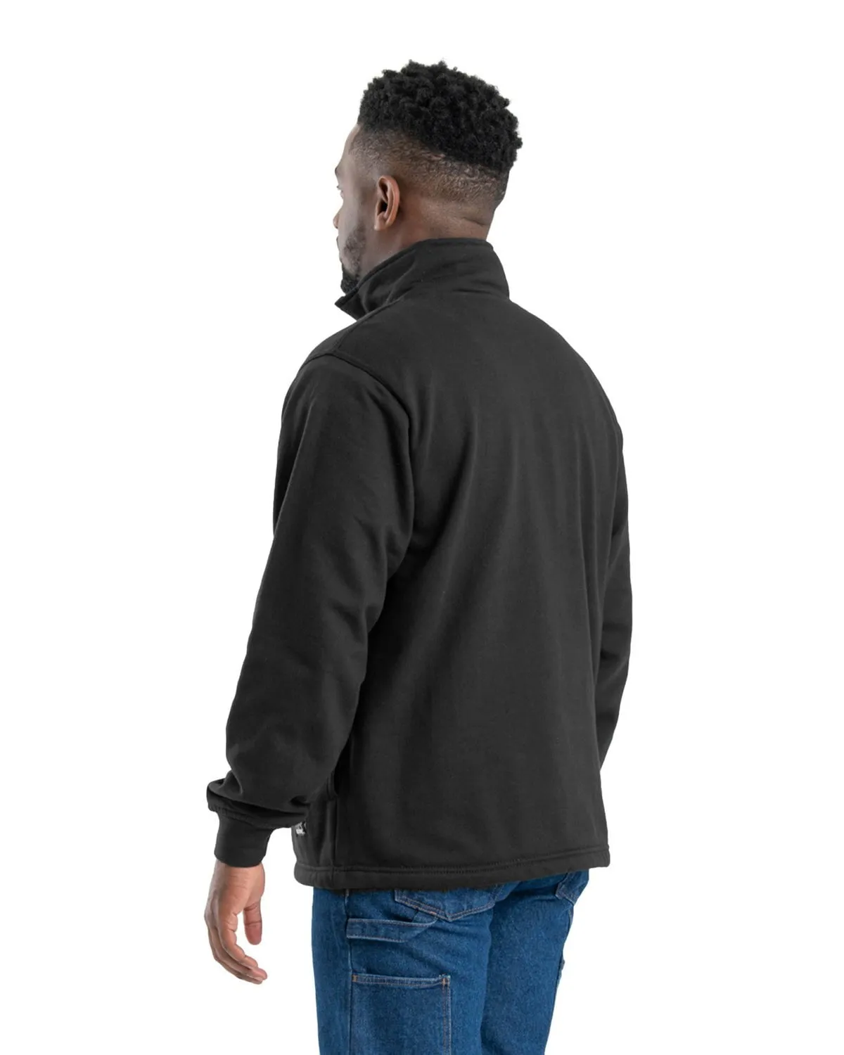 Contrast Stitch Unisex Choice Berne Apparel Mens Heritage Thermal-Lined Black Cotton Blend 1/4 Zip Sweater