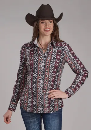 Denim style Roper Womens 2178 Winter Aztec Black 100% Cotton L/S Shirt Roper Womens 2178 Winter Aztec Black 100% Cotton L/S Shirt Bold Print Easy Fit