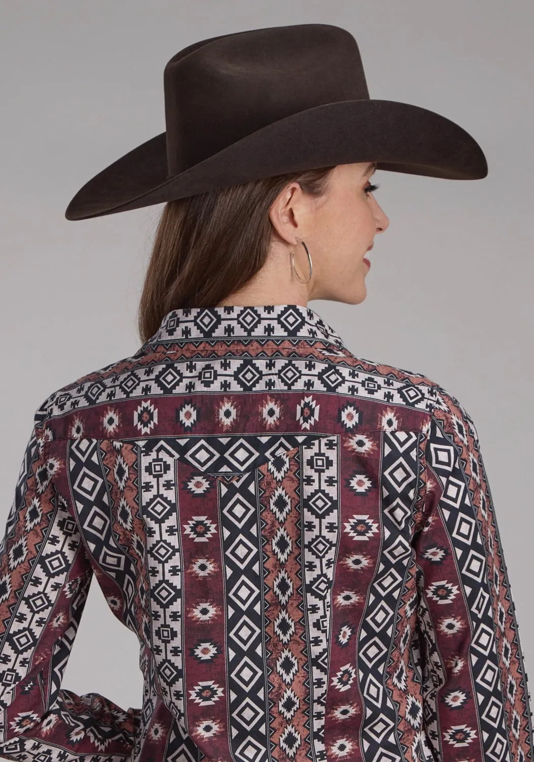 Tagless Design Roper Womens 2178 Winter Aztec Black 100% Cotton L/S Shirt