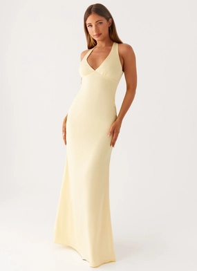 Desi Halterneck Maxi Dress - Yellow Exclusive Design Global Style Soft Movement Desi Halterneck Maxi Dress - Yellow