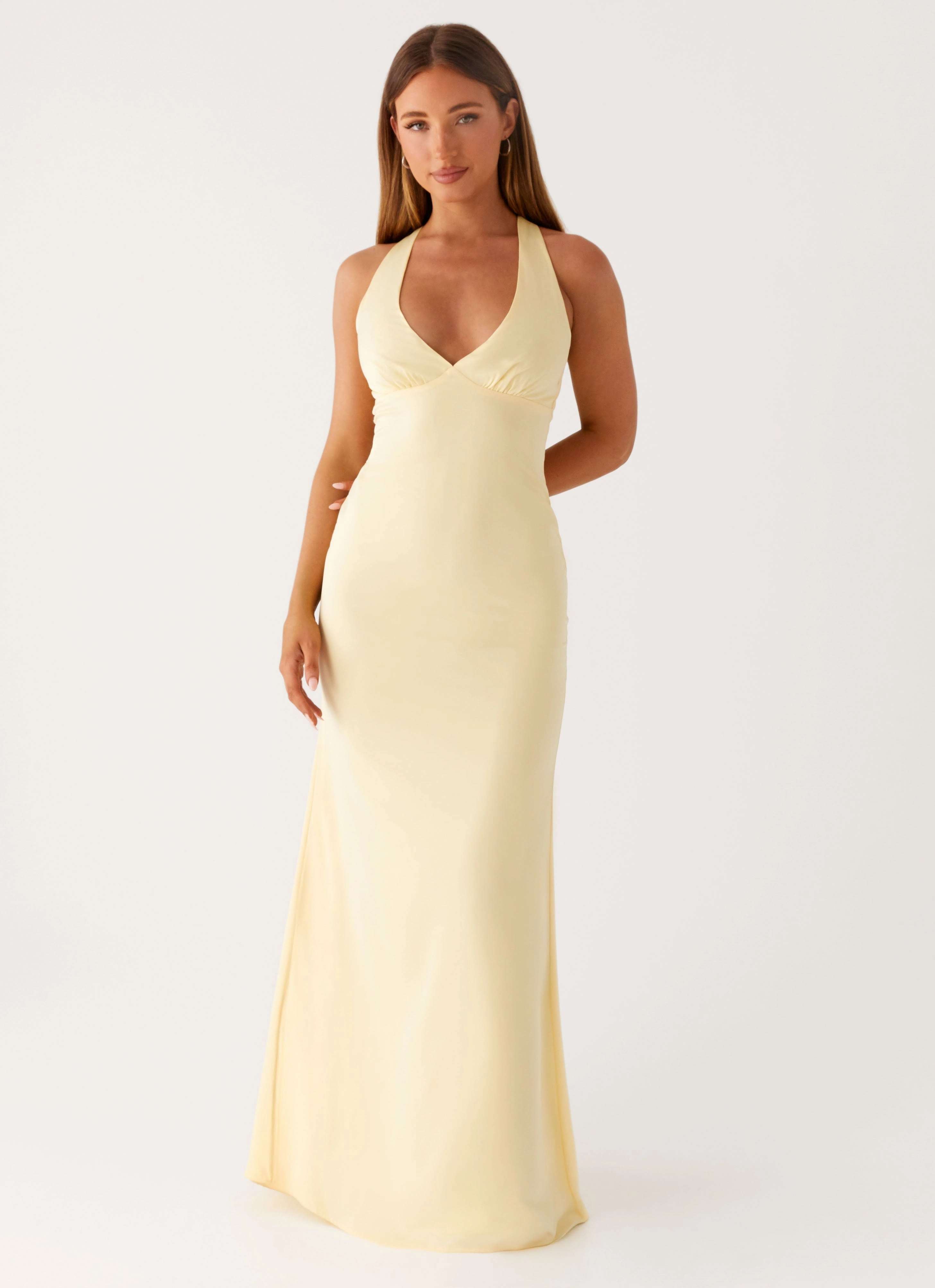 Sequin-Detail Desi Halterneck Maxi Dress - Yellow