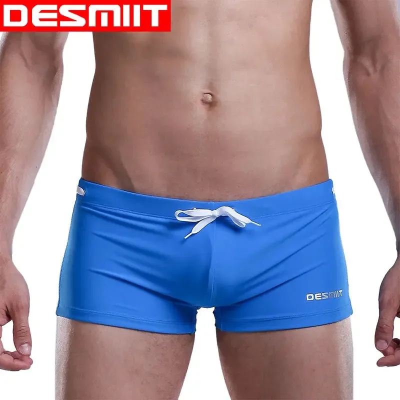 DESMIIT Simple Solid Color Boxer boys Swim Trunks