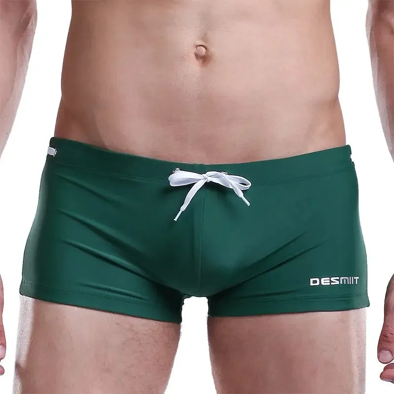 DESMIIT Simple Solid Color Boxer boys Swim Trunks