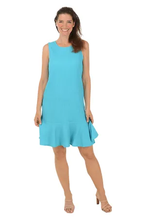Detachable belt Solid Textured Knit Sleeveless Flounce Dress Solid Textured Knit Sleeveless Flounce Dress Simple Profile