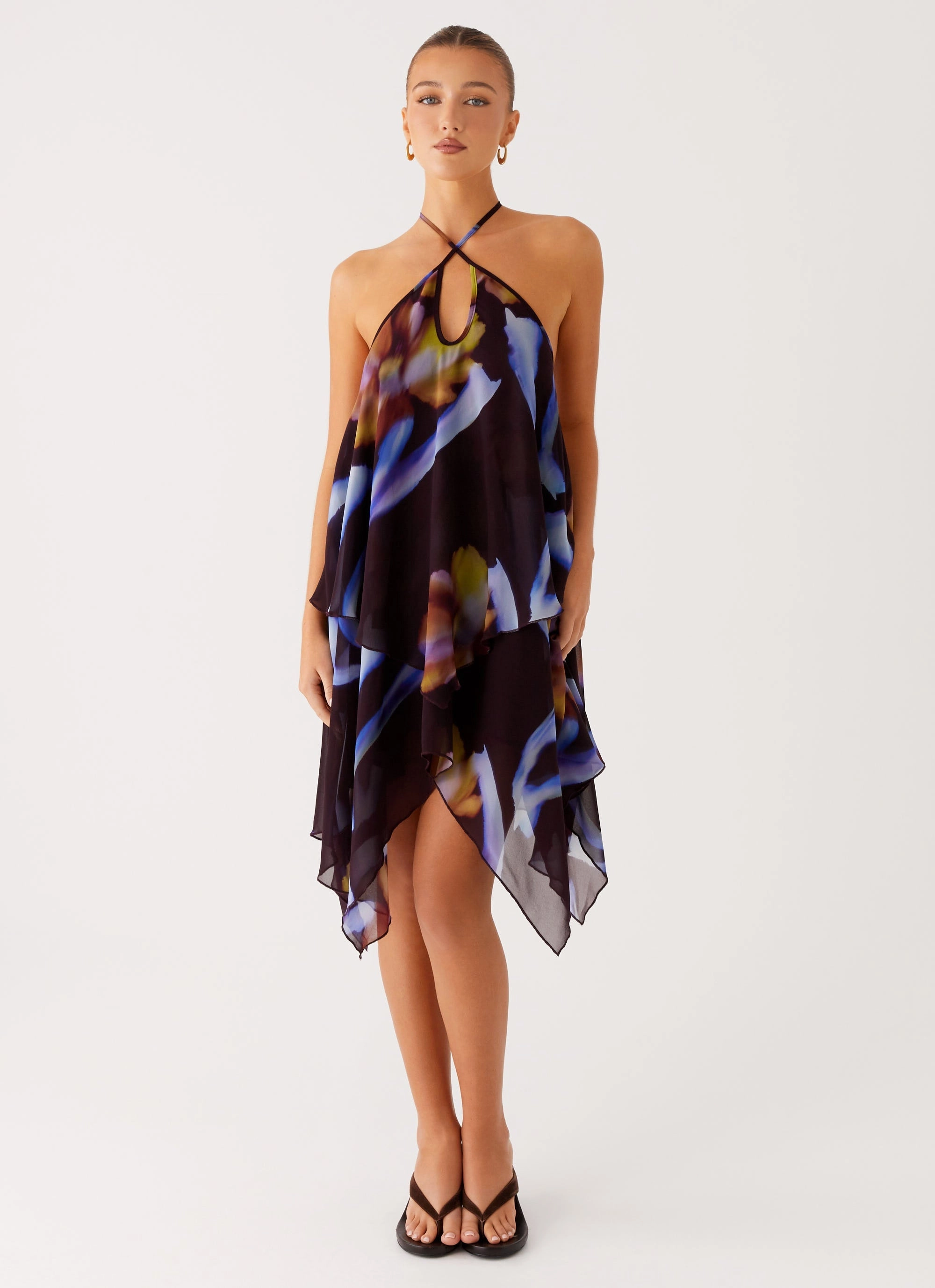 Verbena Midi Dress - Dark Floral Silky Touch everyday staple