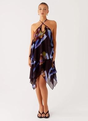 Detachable belt Verbena Midi Dress - Dark Floral Verbena Midi Dress - Dark Floral Silky Touch everyday staple