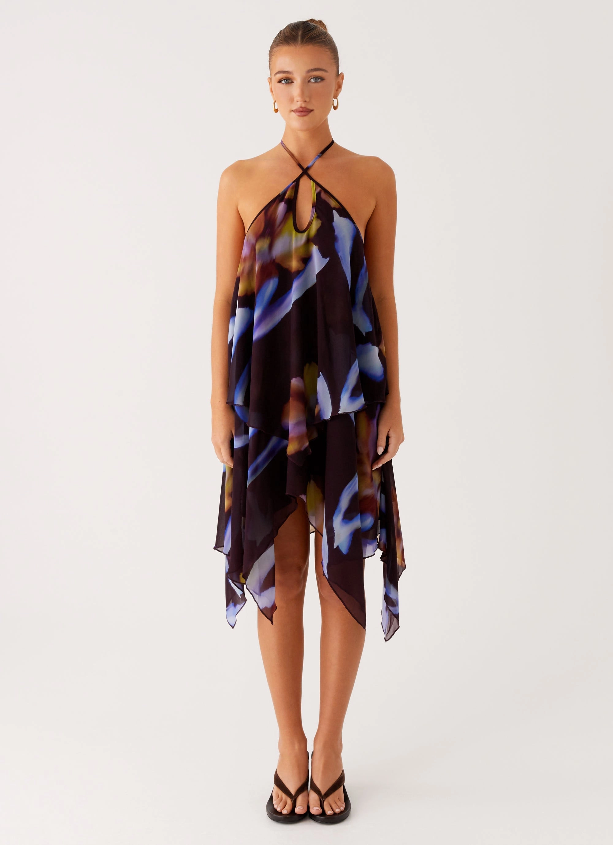 Verbena Midi Dress - Dark Floral Floral Swing Polished Finish
