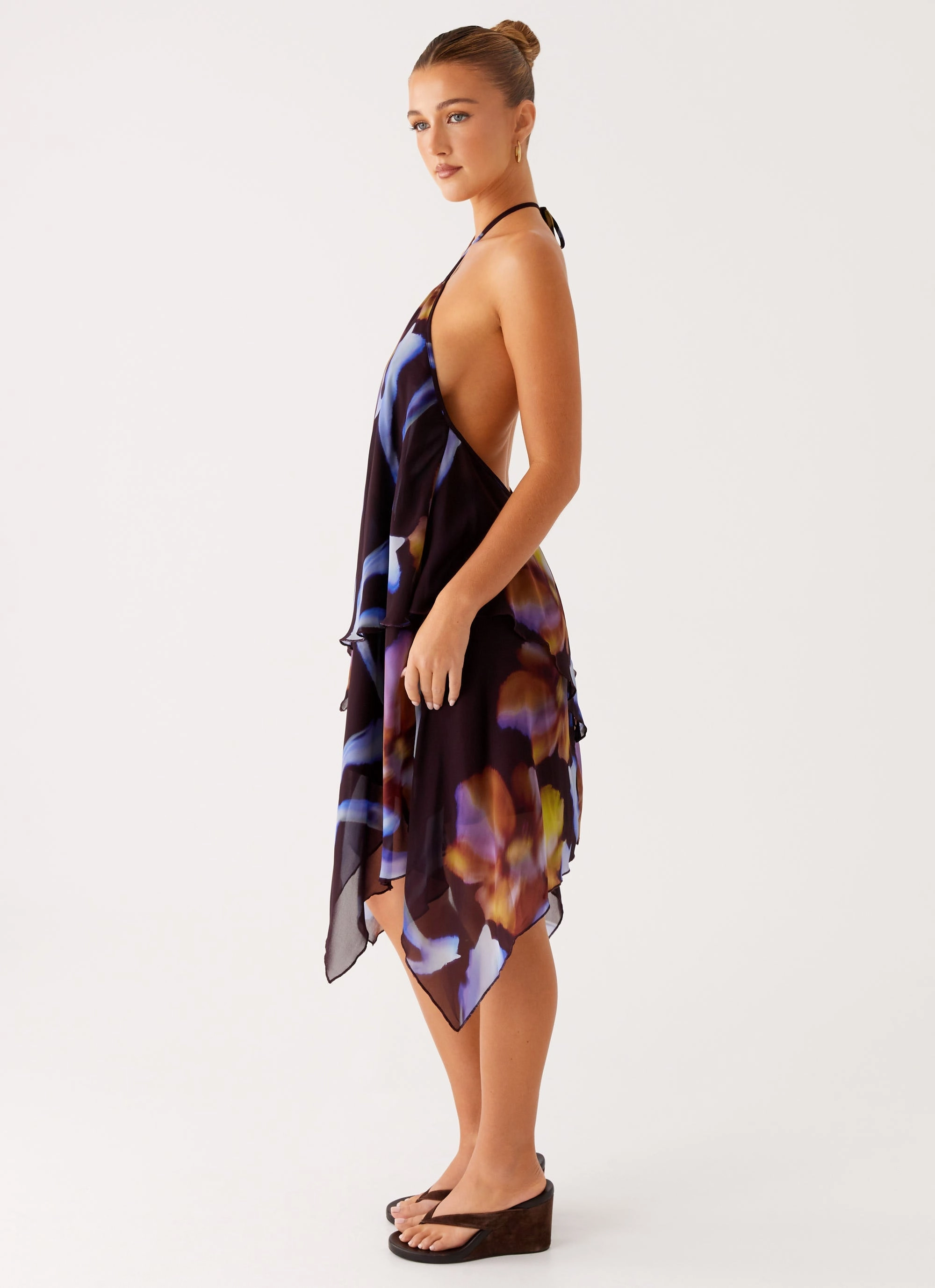Verbena Midi Dress - Dark Floral Day Chic