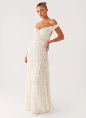 Detachable Collar Embrace Maxi Dress - Ivory Resort-Wear Polished Details Embrace Maxi Dress - Ivory