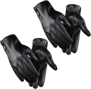Didiseaon Men's Ski Gloves 2 Pack of Leather Gloves Touchscreen Warm and Windproof for Winter