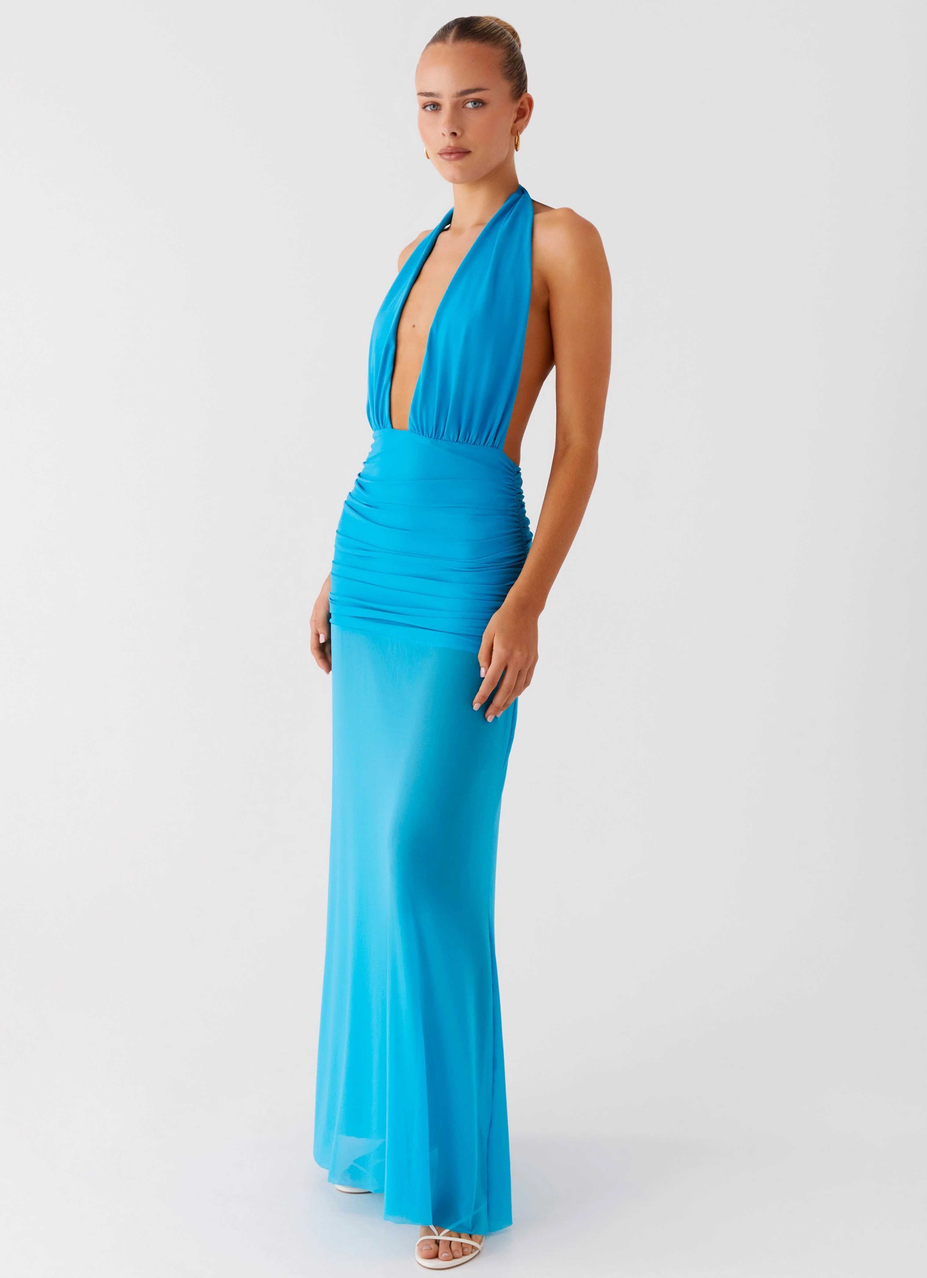 Dilemma Halter Maxi Dress - Turquoise Blue Clean Outfit Lawn Soft