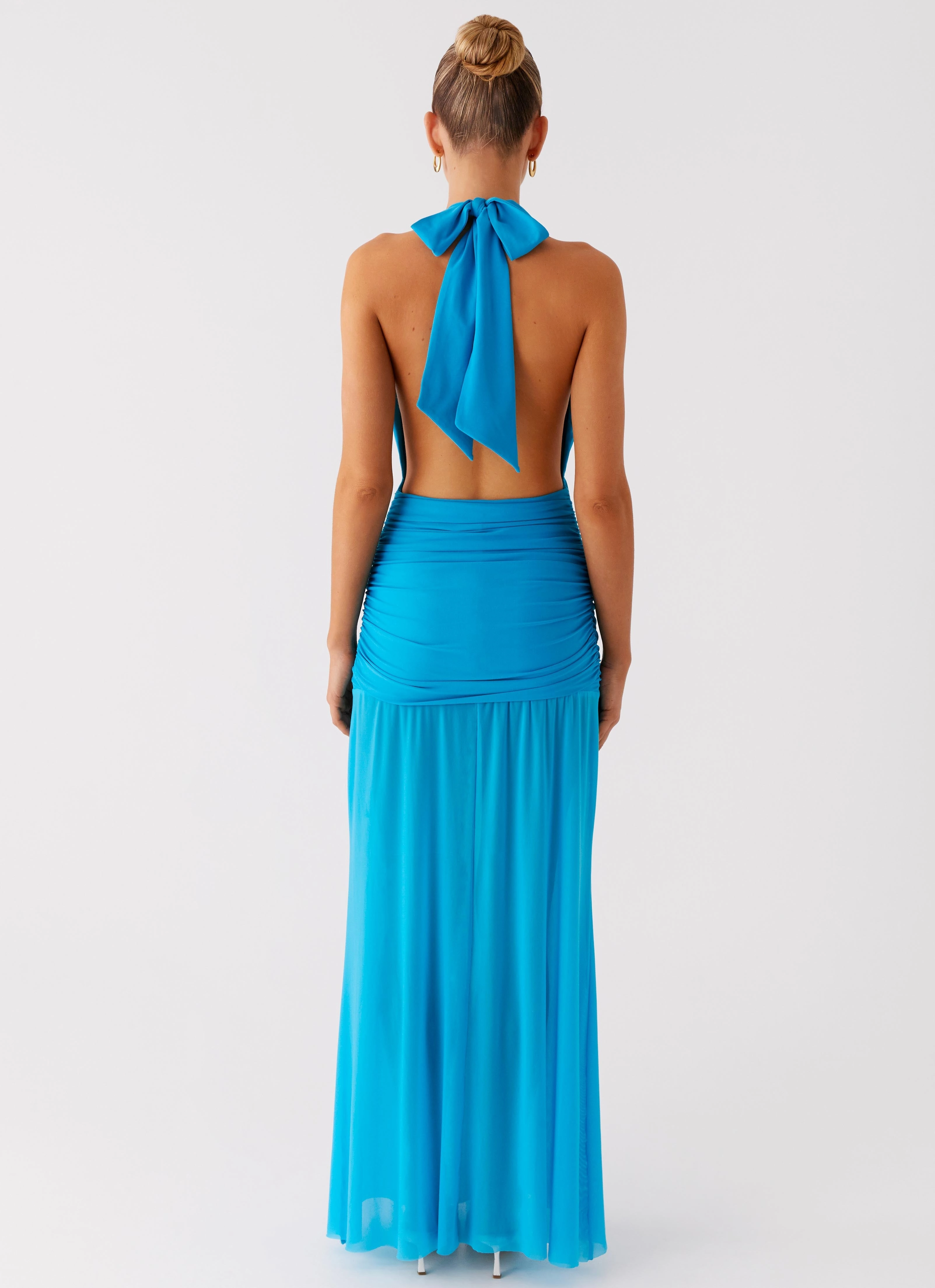 Relax Line Autumn Look Dilemma Halter Maxi Dress - Turquoise Blue