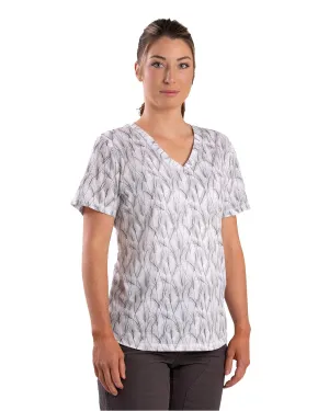 Dimensional Stability Fabric Berne Womens Performance V-Neck Wheat Print Cotton Blend S/S T-Shirt Durable Buttons Berne Womens Performance V-Neck Wheat Print Cotton Blend S/S T-Shirt