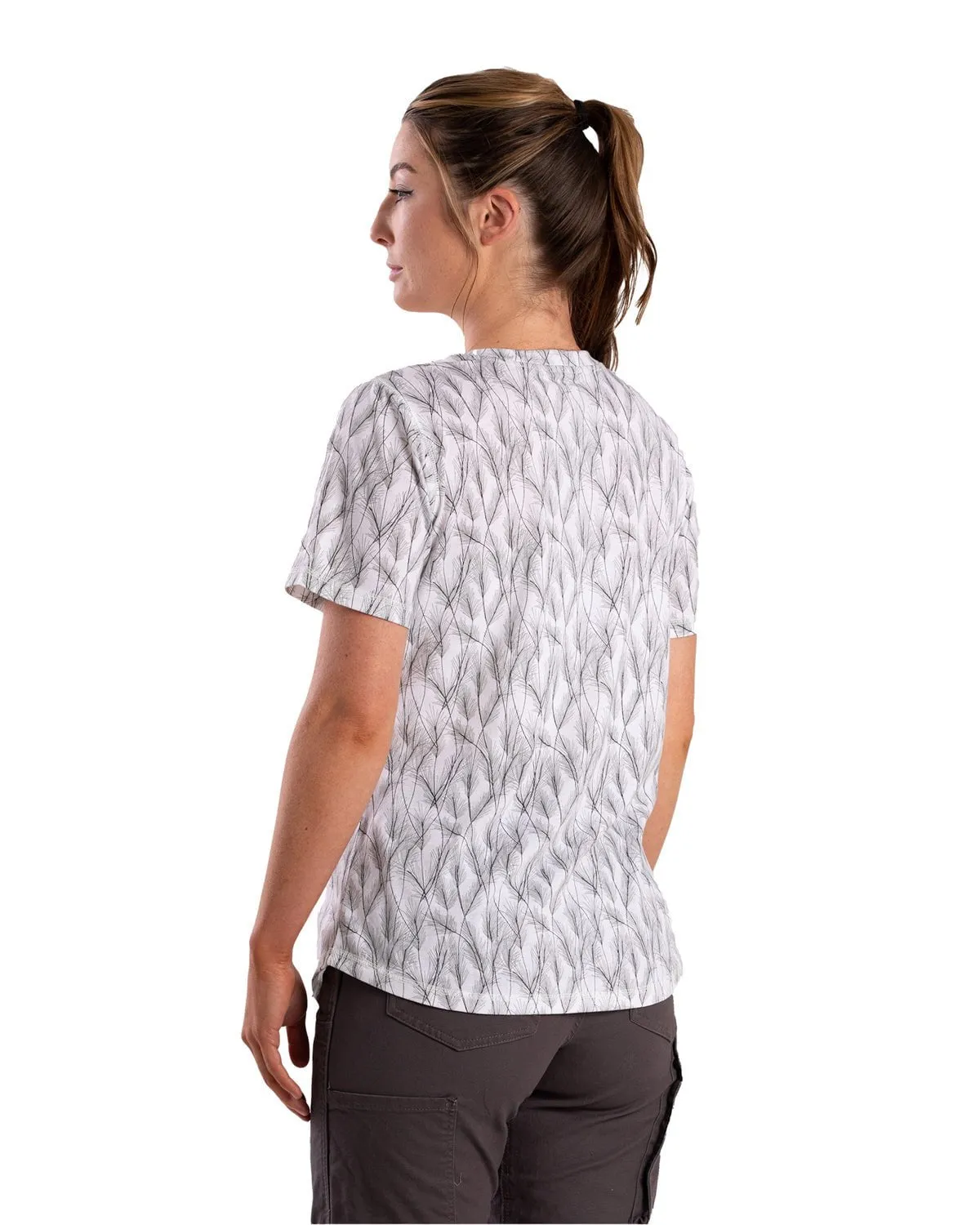 Berne Womens Performance V-Neck Wheat Print Cotton Blend S/S T-Shirt Compact Packing