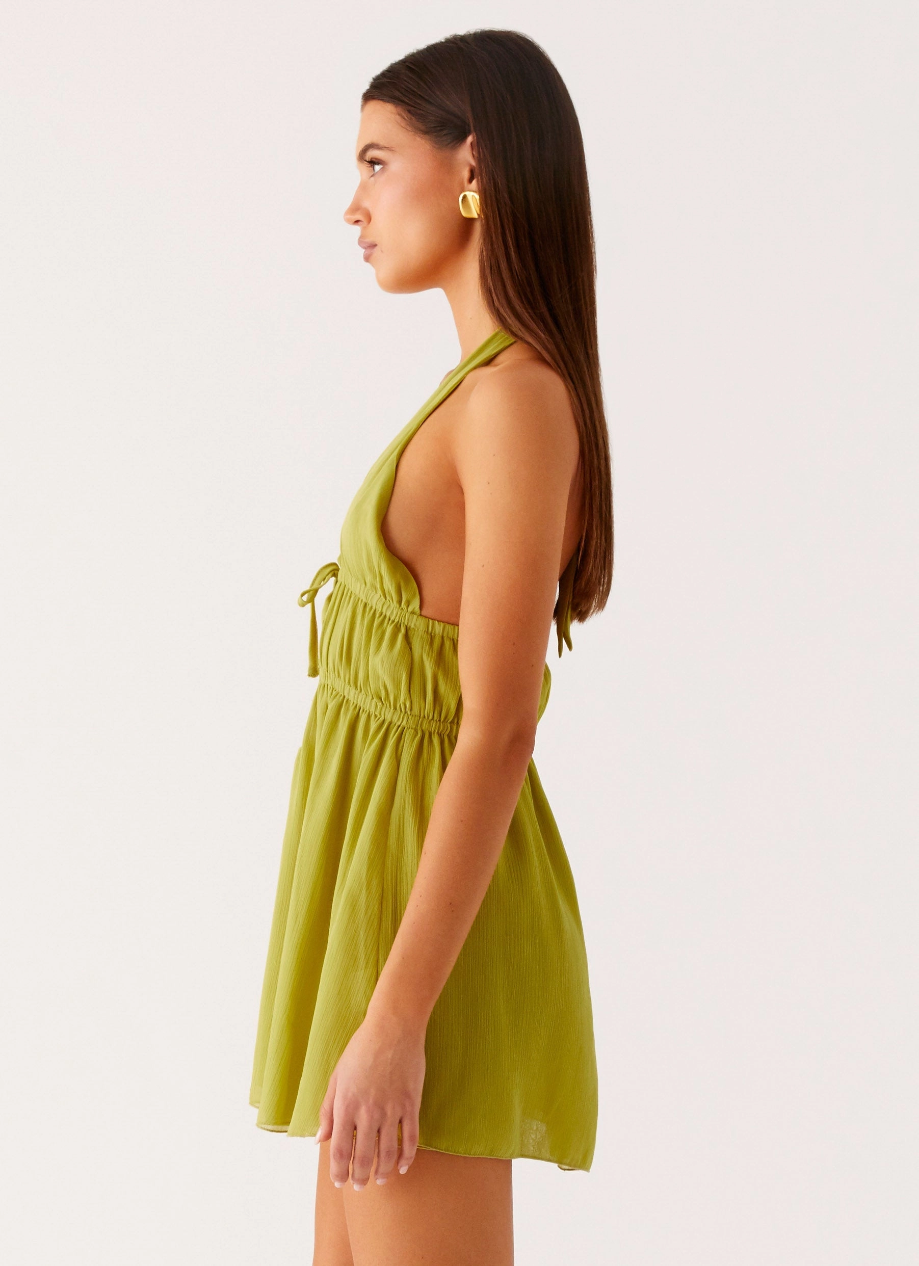 Bloom Zone Dione Halter Mini Dress - Citrus
