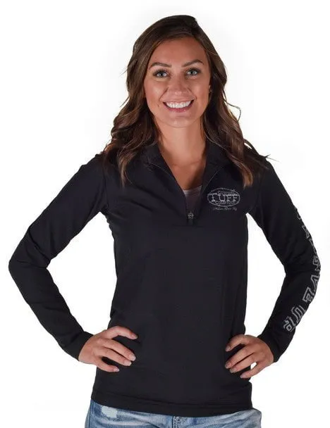 Cowgirl Tuff Womens Quarter Zip Cadet Black Poly/Spandex Athletic Shell Jacket Neutral Casual Streetwear Fan