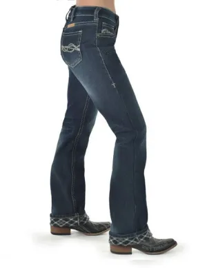 Distressed Edge Cowgirl Tuff Womens DFMI Dark Flannel Dark Wash Cotton Blend Jeans Cowgirl Tuff Womens DFMI Dark Flannel Dark Wash Cotton Blend Jeans Secure Closure System Flexible Fabric