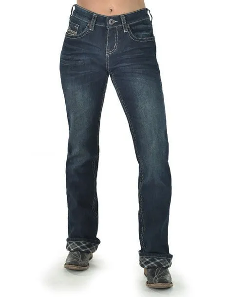 Functional Waistband Effortless Design Cowgirl Tuff Womens DFMI Dark Flannel Dark Wash Cotton Blend Jeans