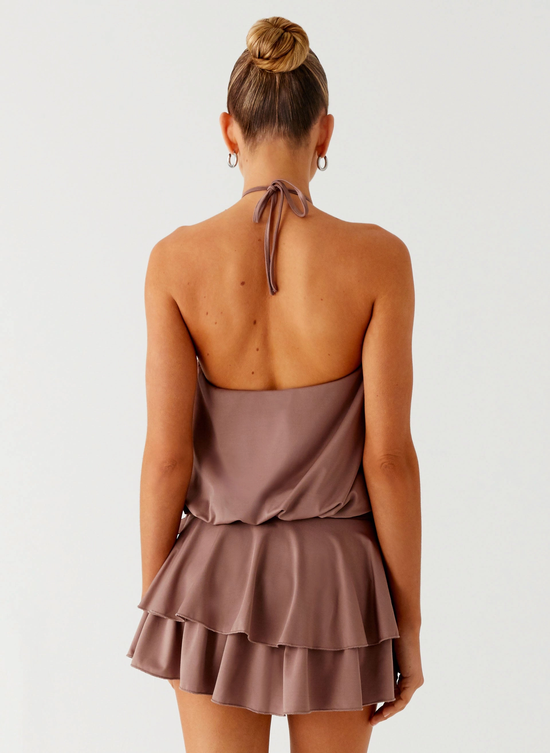 Effortless Layering Dopamine Belt Mini Dress - Taupe