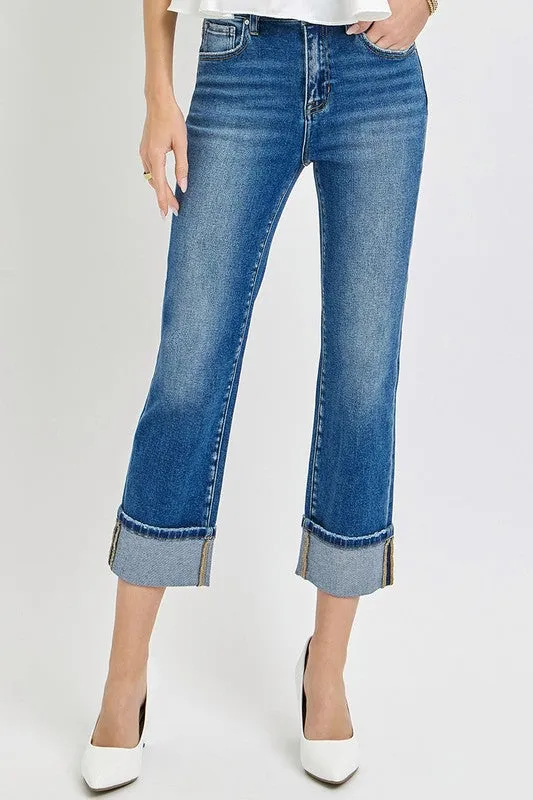 DORY HIGH RISE ANKLE STRAIGHT CUFFED JEANS Work Meeting Unisex Wear Weekend Warrior Fit Focus