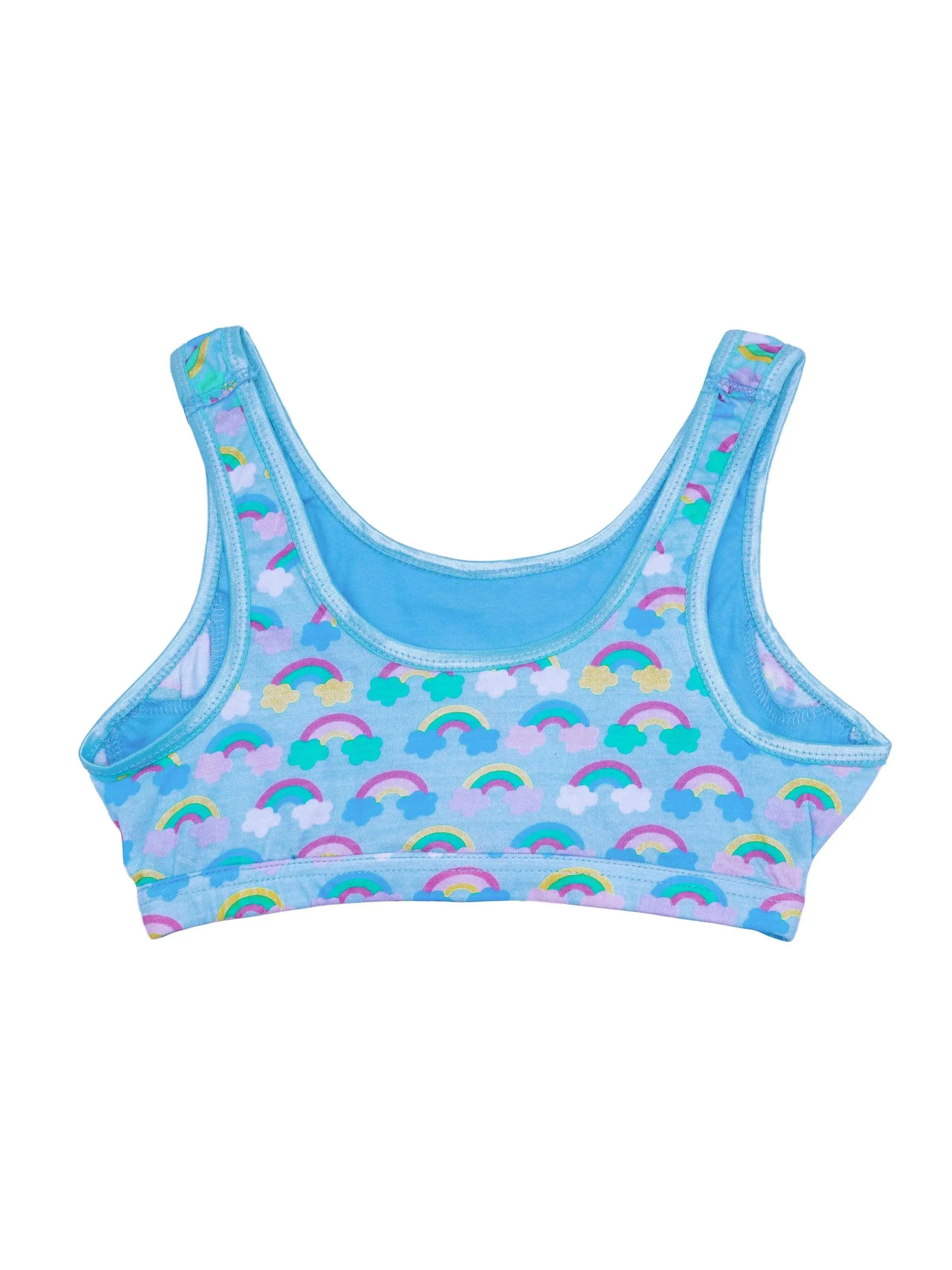 Double-layer Cotton Sports Bra | Non Padded Broad Strap | Rainbow Print Beginner Bra
