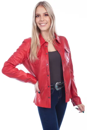 Double Layered Knee Scully Womens Red Lamb Leather Contemporary Snap Jacket Scully Womens Red Lamb Leather Contemporary Snap Jacket Classic Wear Morning Stroll Trendy High Quality