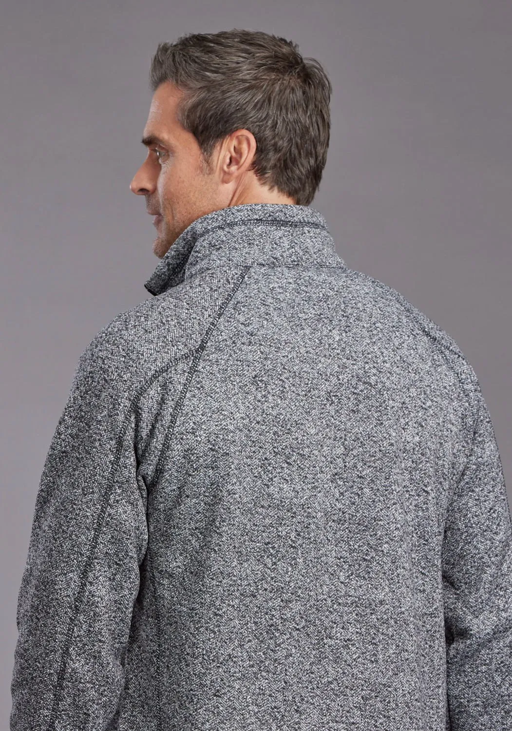 Stetson Mens Herringbone Pullover Heather Black 100% Polyester 1/4 Zip Sweater Non-Iron Abstract art