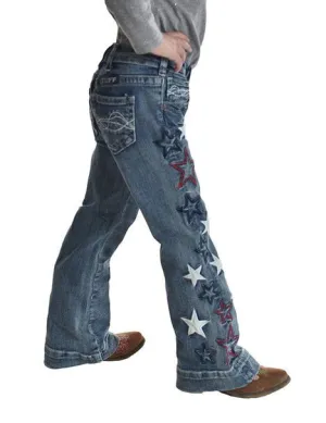 Double Needle Construction Cowgirl Tuff Girls Starstruck Medium Wash Cotton Blend Jeans Cowgirl Tuff Girls Starstruck Medium Wash Cotton Blend Jeans Leisure Ready