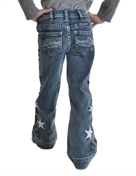 Cowgirl Tuff Girls Starstruck Medium Wash Cotton Blend Jeans Heavy Duty Zipper Mechanism