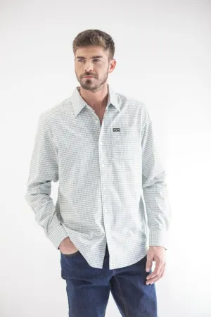 Double Stitched Edges Kimes Ranch Mens Linville Silver White Cotton blend L/S Shirt Lightweight Fabric Kimes Ranch Mens Linville Silver White Cotton blend L/S Shirt