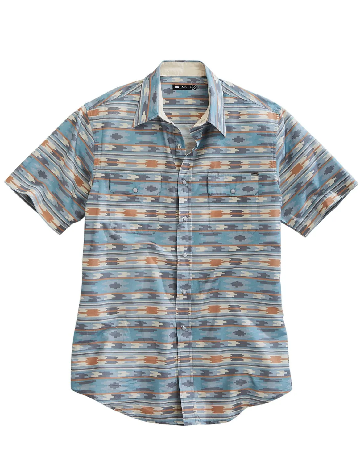 Quality Wear Tin Haul Mens 1955 Ghost Aztec Grey 100% Cotton S/S Shirt